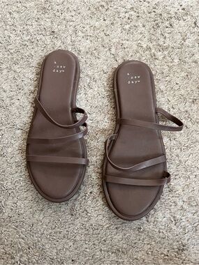 a new day Brown Multi-Strap Slide Sandals for Women